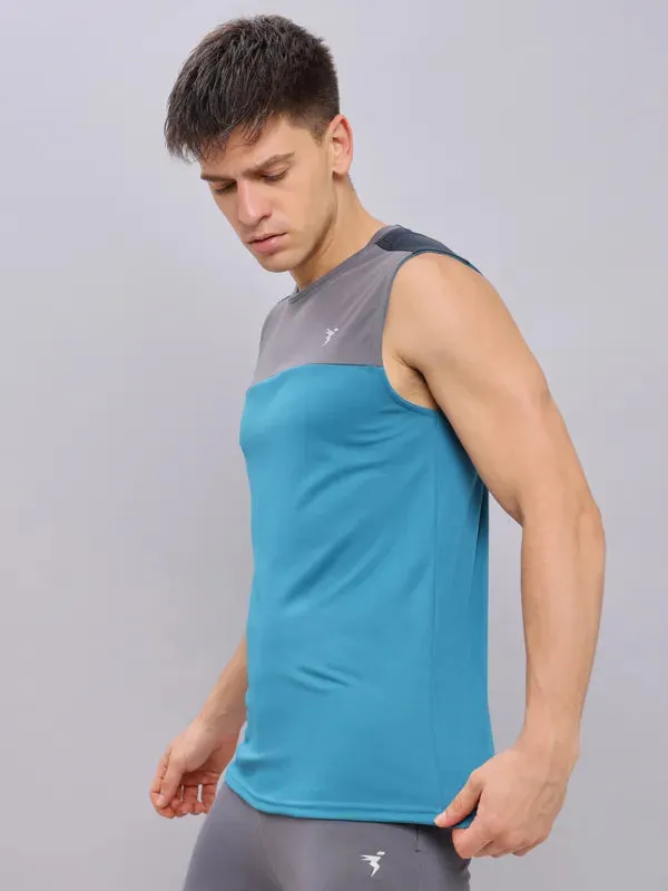 Men Colorblock Slim Fit Crew Neck Innerwear Vest with TECHNO COOL 