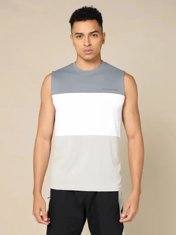 Men Colorblock Slim Fit Crew Neck Innerwear Vest with TECHNO COOL 