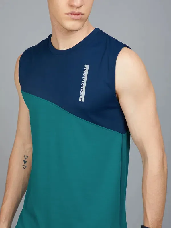 Men Colorblock Slim Fit Crew Neck Innerwear Vest with TECHNO COOL 