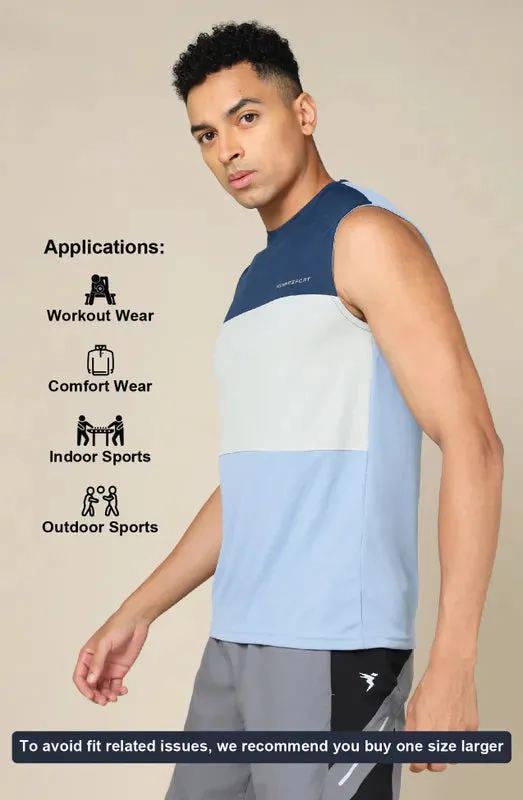 Men Colorblock Slim Fit Crew Neck Innerwear Vest with TECHNO COOL 