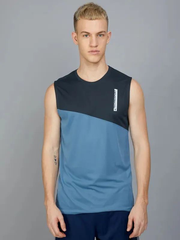 Men Colorblock Slim Fit Crew Neck Innerwear Vest with TECHNO COOL 