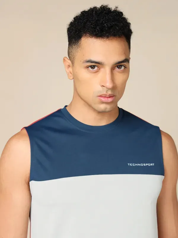 Men Colorblock Slim Fit Crew Neck Innerwear Vest with TECHNO COOL 