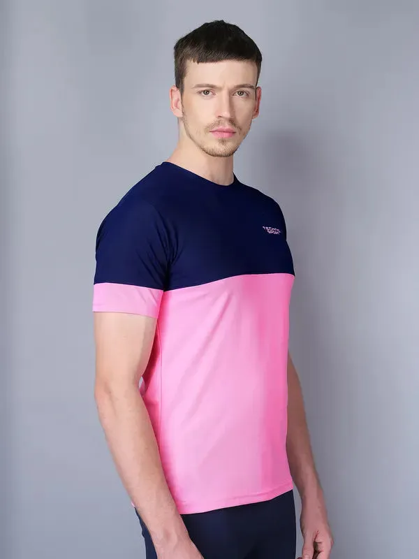 Men Colorblock Slim Fit Crew Neck T-shirt with TECHNO GUARD