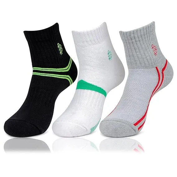 Men Multicolored Designer Ankle Sports Socks- Pack of 3