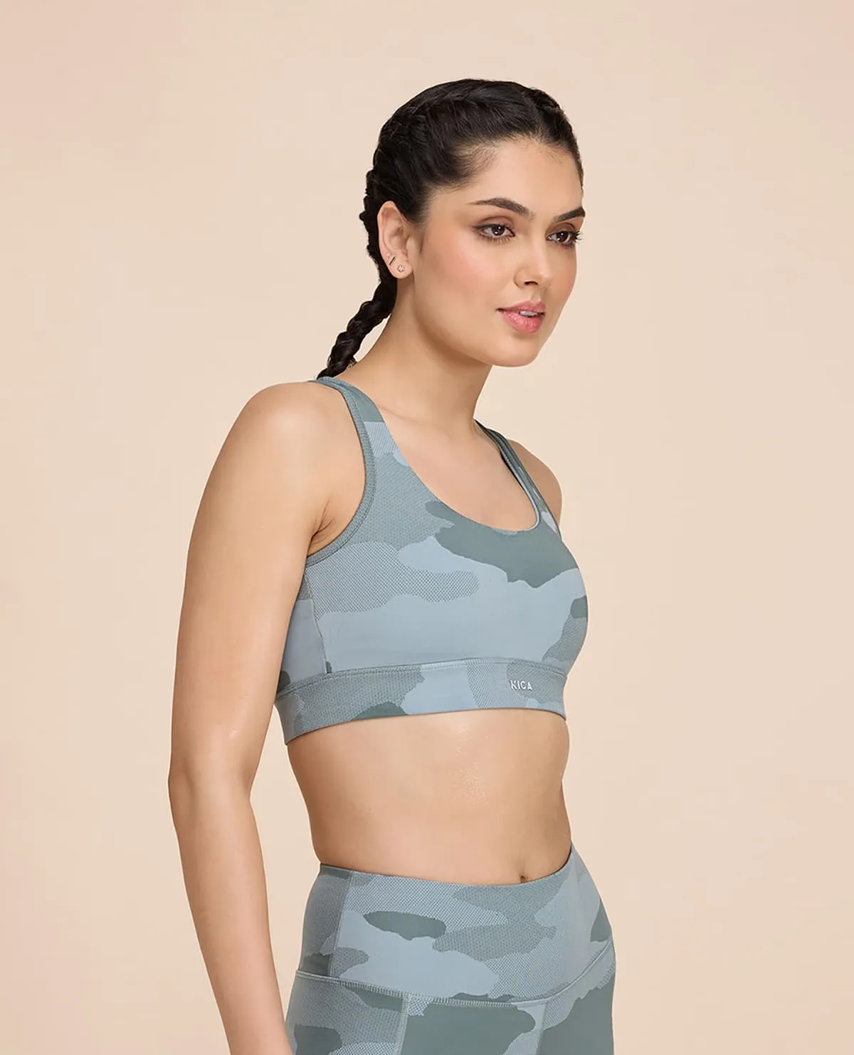 Mid Impact Camo Printed Sports Bra