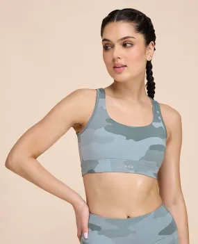 Mid Impact Camo Printed Sports Bra