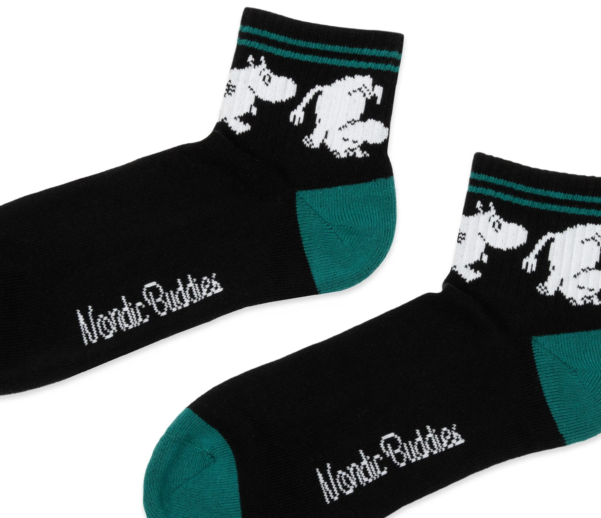 Moomintroll Running Retro Ankle Men Socks - Black and Dark Green