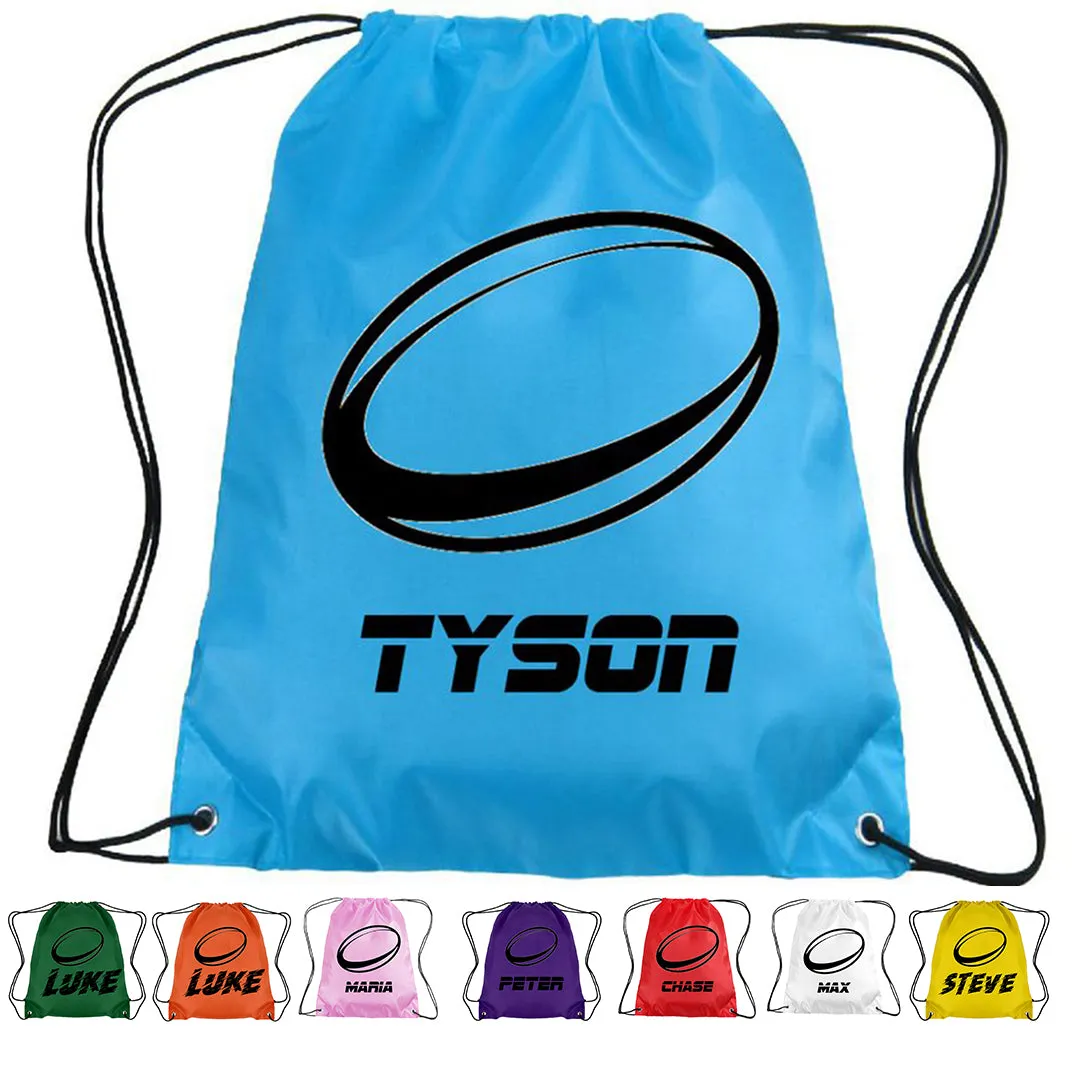 Personalised Rugby Drawstring Bag