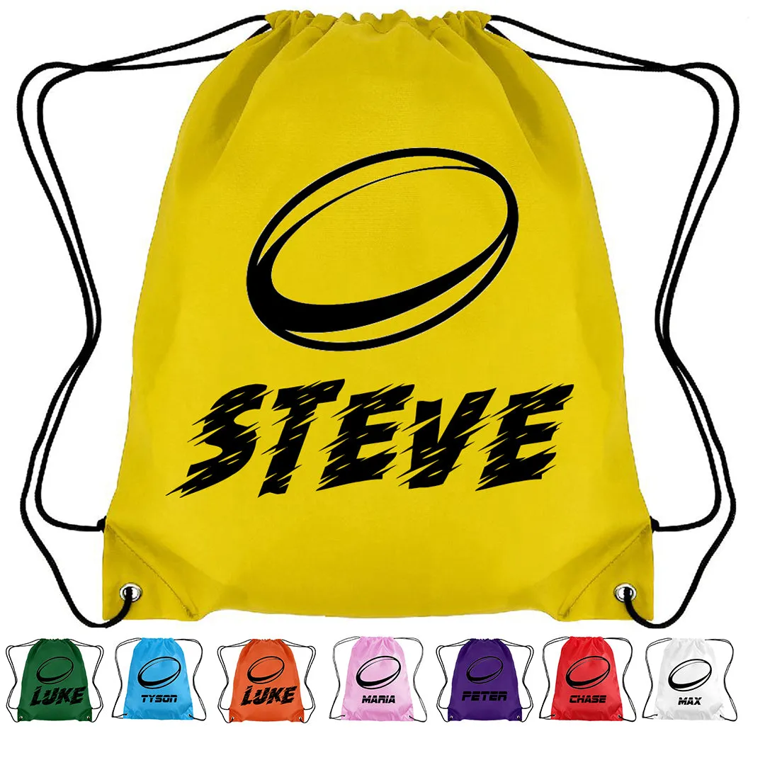 Personalised Rugby Drawstring Bag