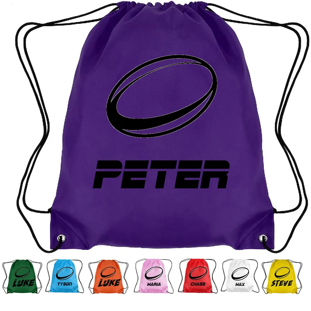 Personalised Rugby Drawstring Bag