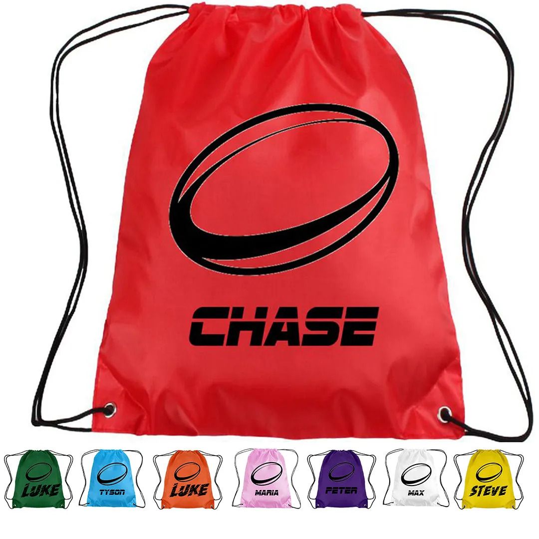 Personalised Rugby Drawstring Bag