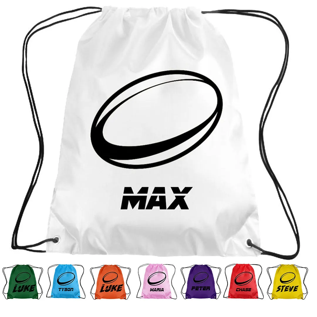 Personalised Rugby Drawstring Bag