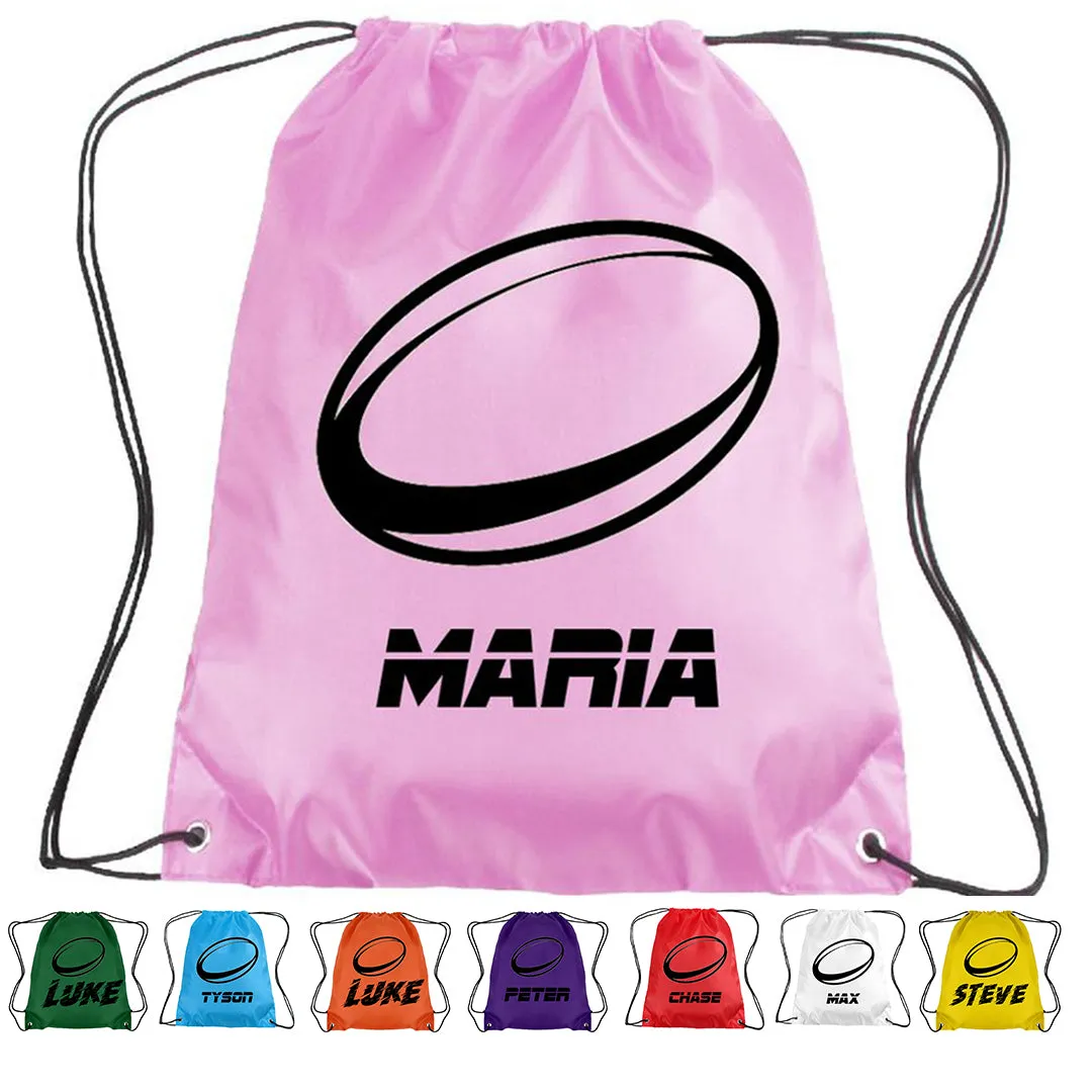 Personalised Rugby Drawstring Bag