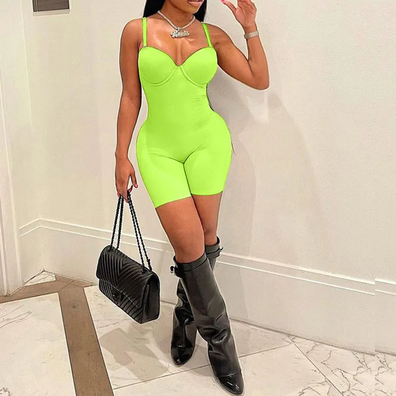 Sculpted Sleeveless Bodysuit Shorts Sports Jumpsuit Unitard Bodysuit Rompers