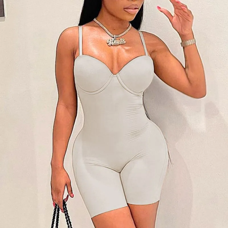 Sculpted Sleeveless Bodysuit Shorts Sports Jumpsuit Unitard Bodysuit Rompers