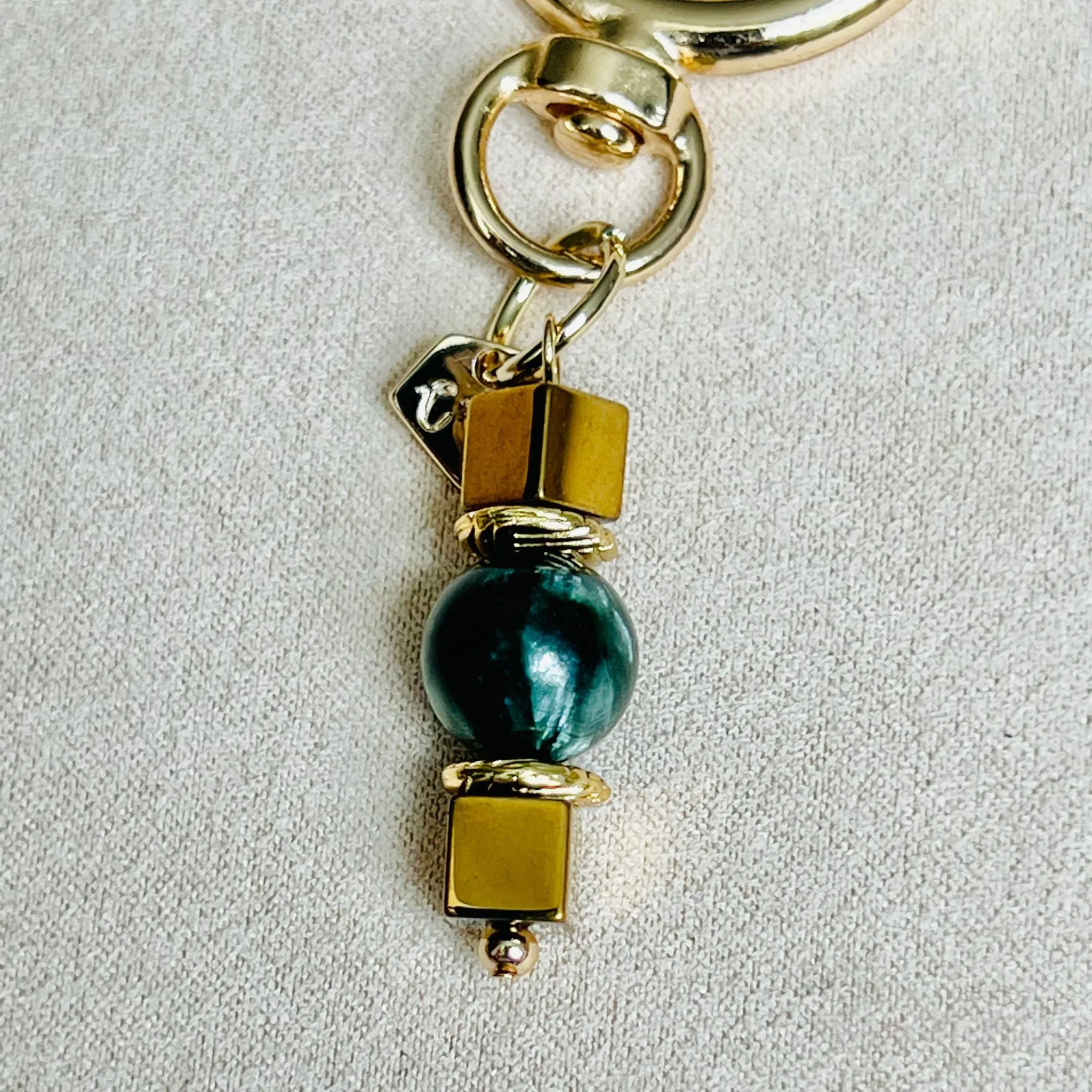 Seraphinite & Gold Hematite Bag Charm/ Key Ring