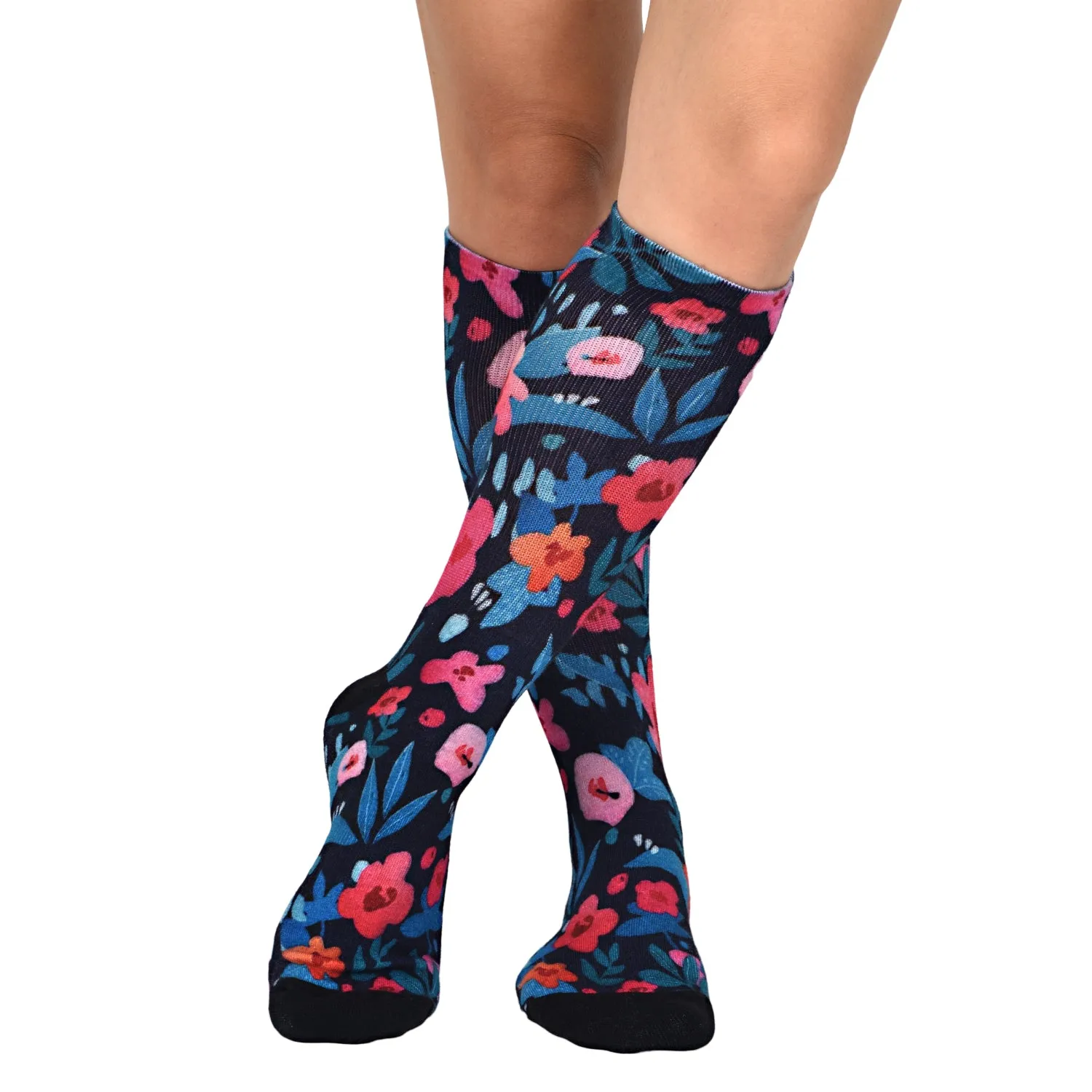 Sierra Socks Flower Patch Pattern CoolMax Socks, Nature Collection for Men & Women Eco-Friendly Crew Socks