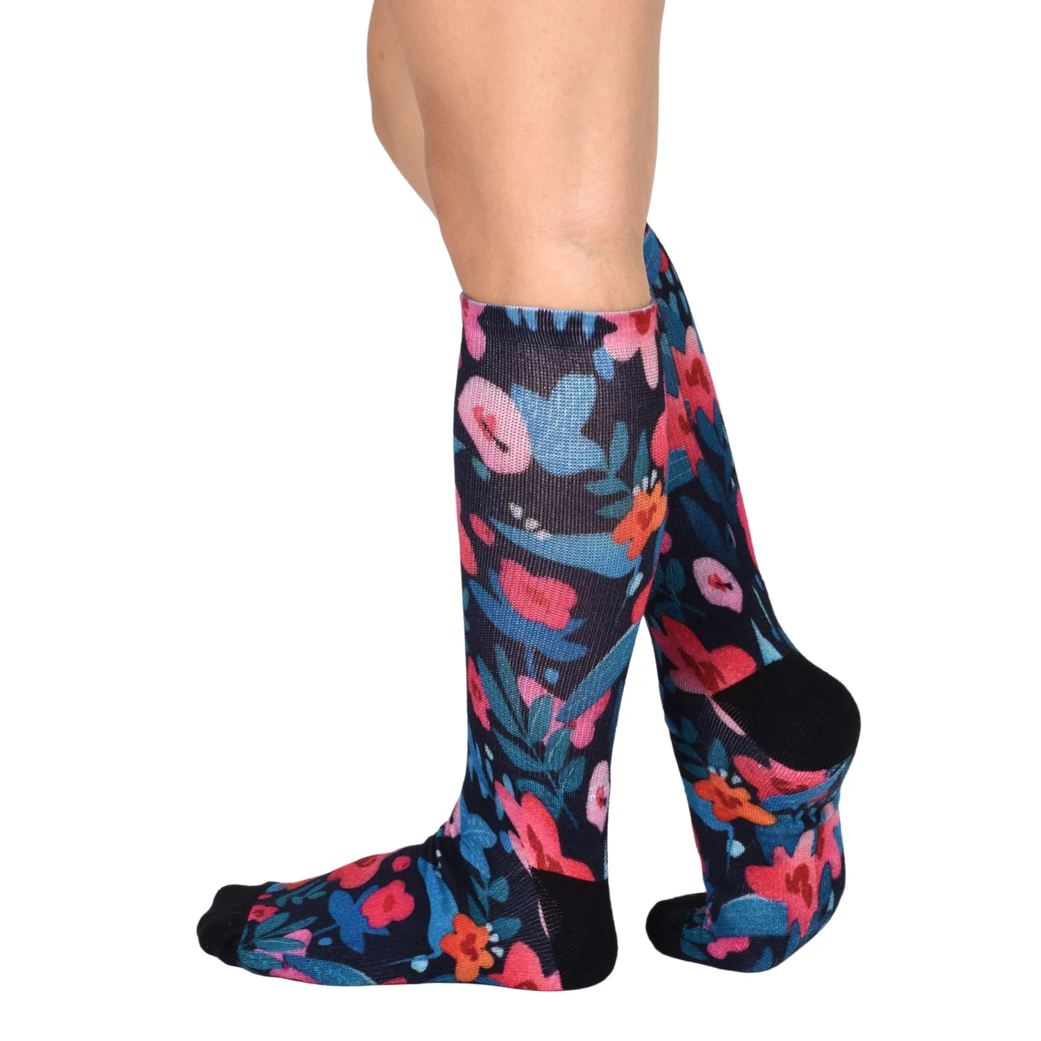 Sierra Socks Flower Patch Pattern CoolMax Socks, Nature Collection for Men & Women Eco-Friendly Crew Socks