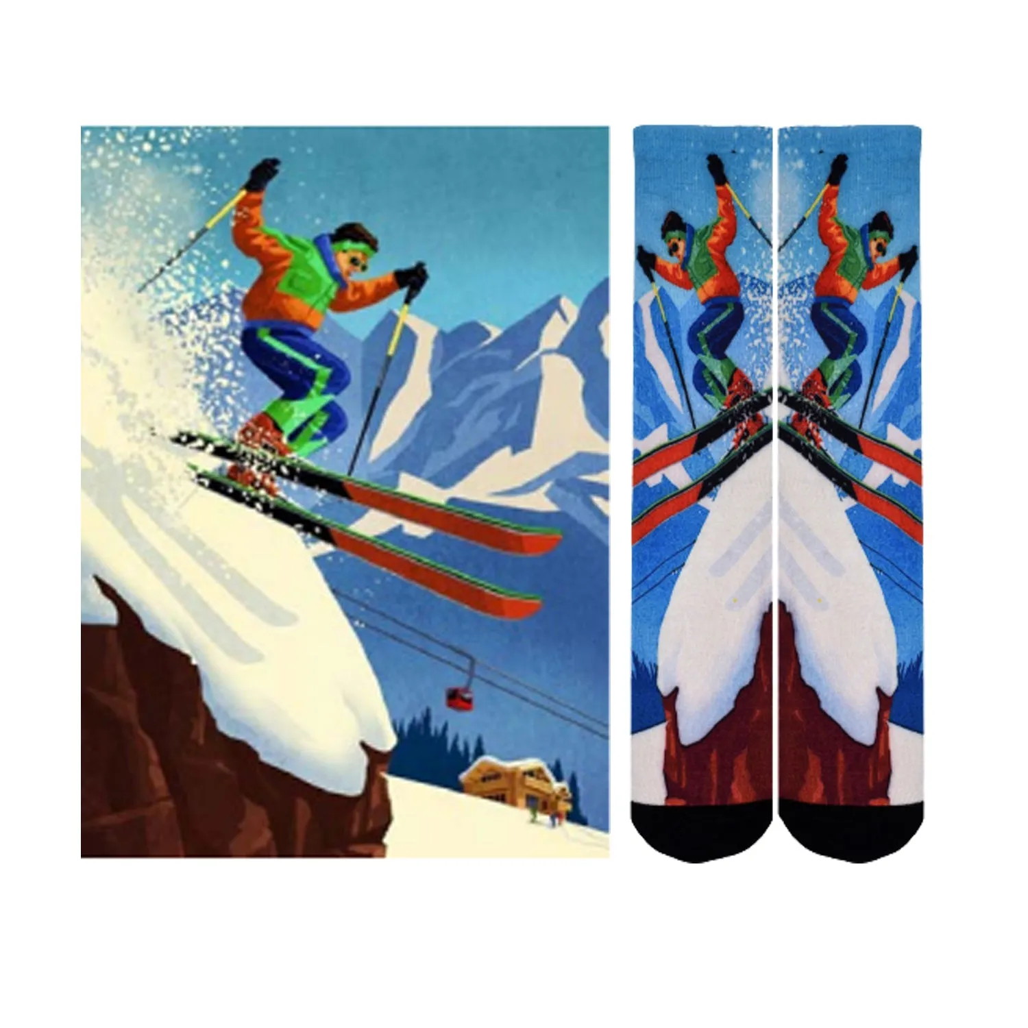 Sierra Socks Slippery Slopes Pattern CoolMax Socks, Nature Collection for Men & Women Eco-Friendly Colorful Crew Socks