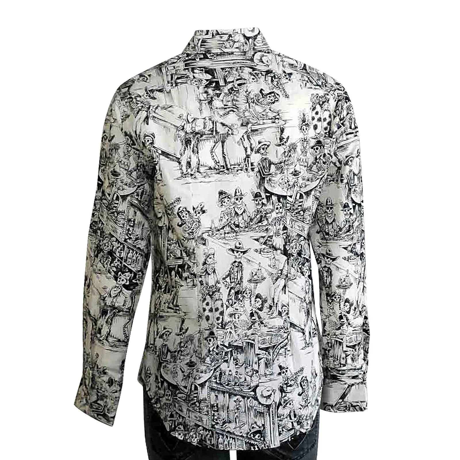 Women's Deadwood Saloon Print Western Shirt in Black & White